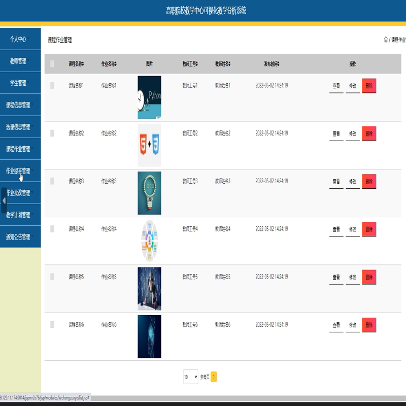 毕设java高职院校教学中心可视化教学分析系统ssm jsp web2832毕业设计