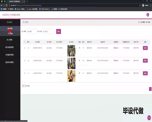 毕设ssm583社区老年人关怀服务系统+jsp毕业设计