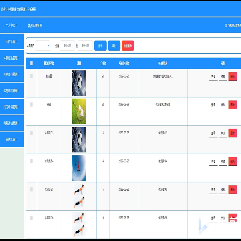毕设java青少年体质健康数据管理与分析系统ssm jsp web有文档2876毕业设计